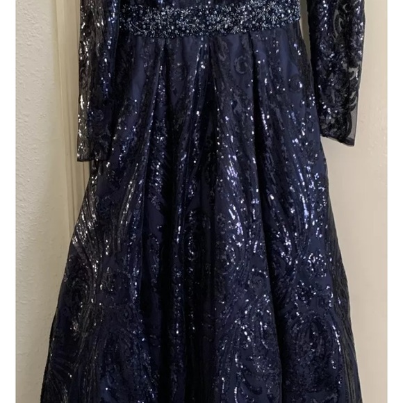 Mac Duggal Blue Formal Gown Dress 4 Small Floor length WORN ONCE Mother of bride - Picture 14 of 16